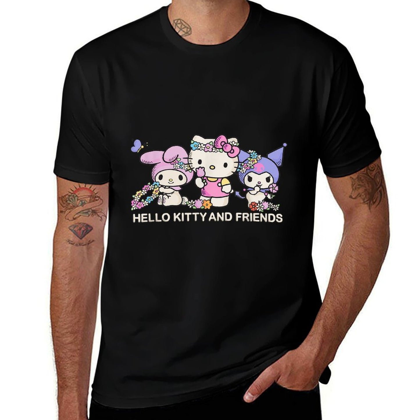Sanrio Hello Kitty And Friends Flower Crowns, Small, Black  Moisture-wicking T-Shirt