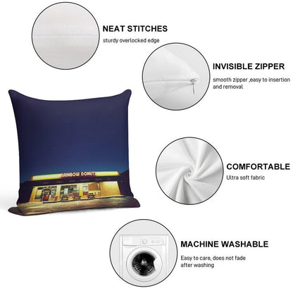 Rainbow Donuts. Soft Durable Construction Throw Pillow