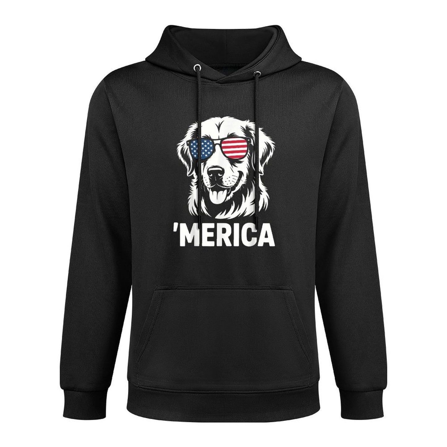 Merica Patriotic Golden Retriever Dog 4th of July Pilling-Resistant Hoodie