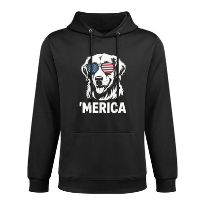 Merica Patriotic Golden Retriever Dog 4th of July Pilling-Resistant Hoodie