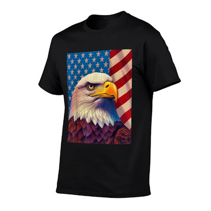 July 4th Independence Day Fourth of July Op Art Bald Eagle  High-quality Stitching T-Shirt