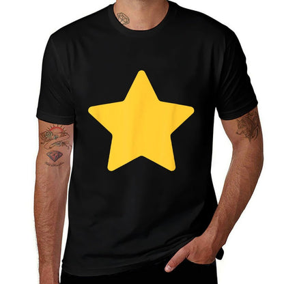 Classic Big Yellow Star Graphic on Front for Kids  Ribbed Collar T-Shirt