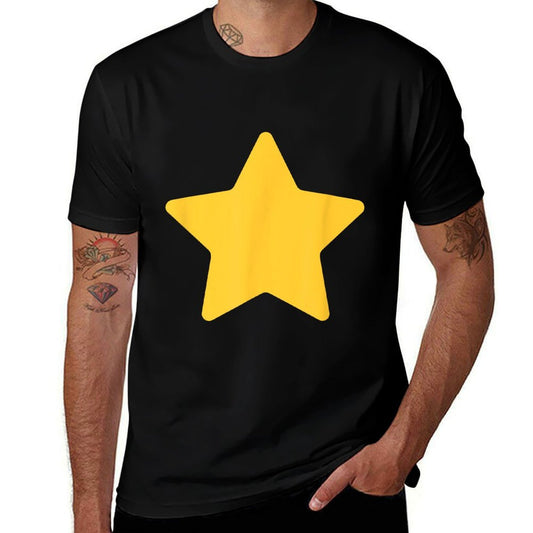 Classic Big Yellow Star Graphic on Front for Kids  Ribbed Collar T-Shirt