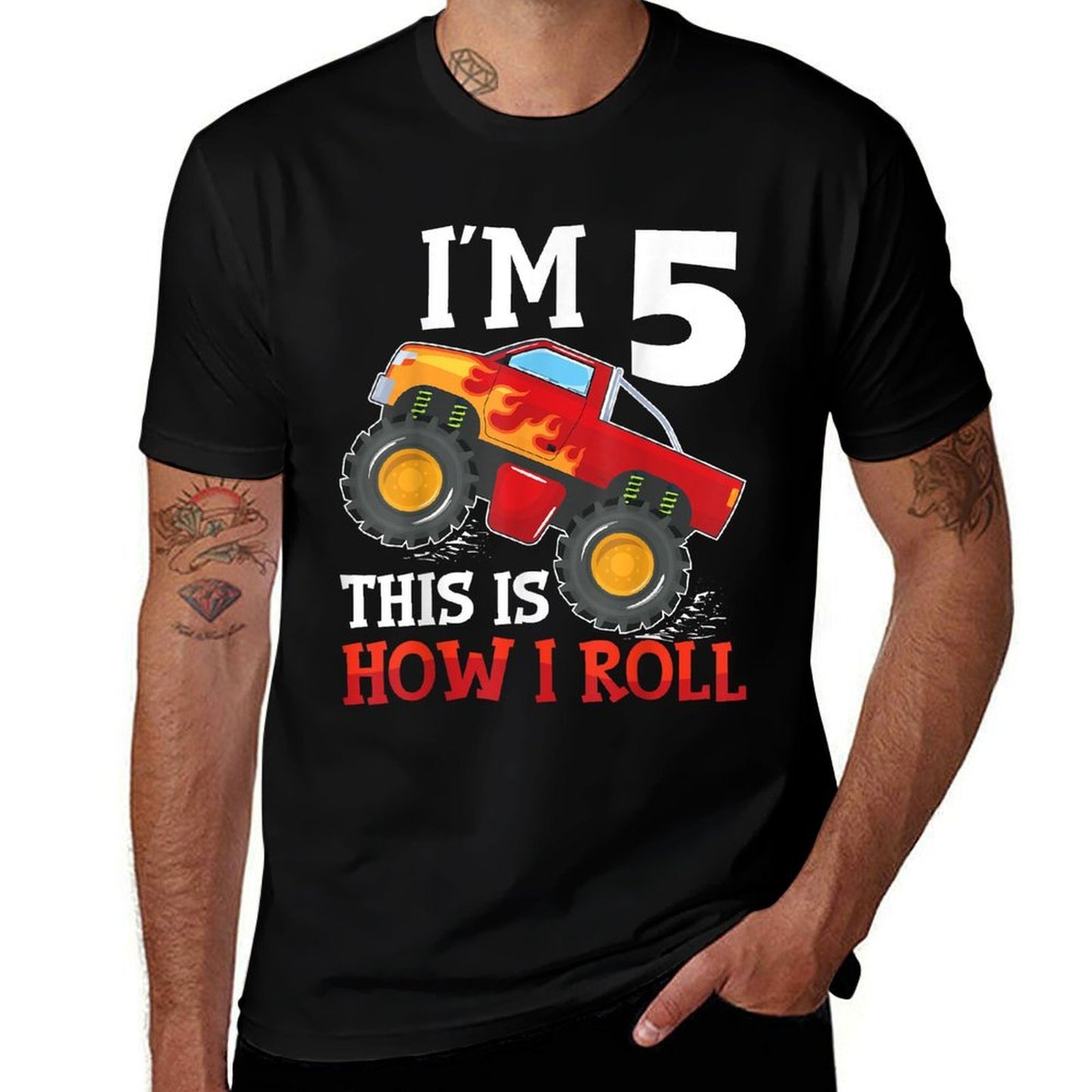 Five 5yr 5th Birthday Monster Truck Boy 5 Years Old  Breathable T-Shirt