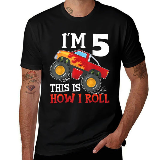 Five 5yr 5th Birthday Monster Truck Boy 5 Years Old  Breathable T-Shirt
