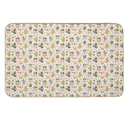 Smiling Cacti Seamless Digital Paper  Fade-Resistant Bath Mat