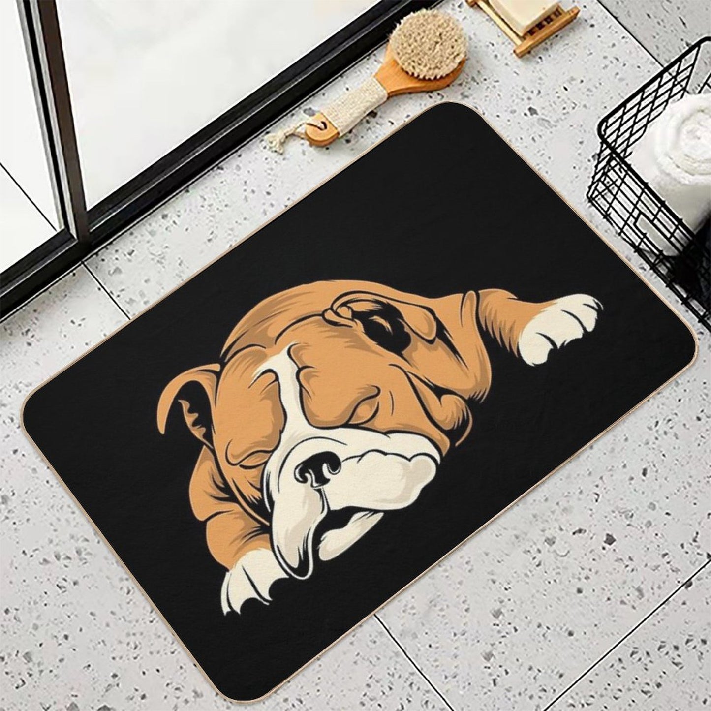 English Bulldog  Repositionable Bath Mat