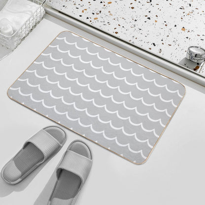 Gray And White Coastal Wave Pattern  Versatile Bath Mat
