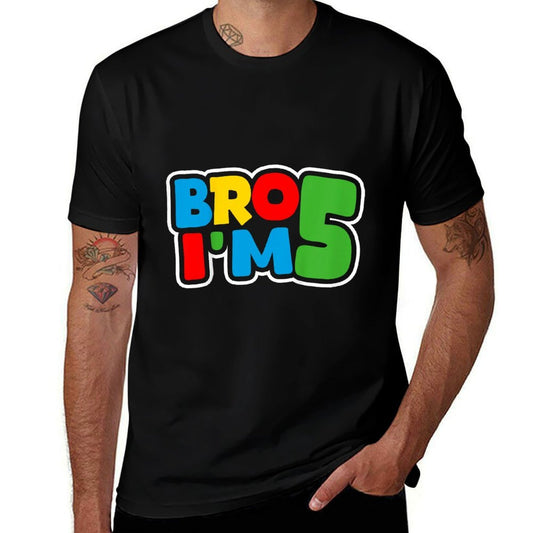 Kids 5th Birthday Boy Bro I’m 5 Year Old Four Party  Oversized Silhouette T-Shirt