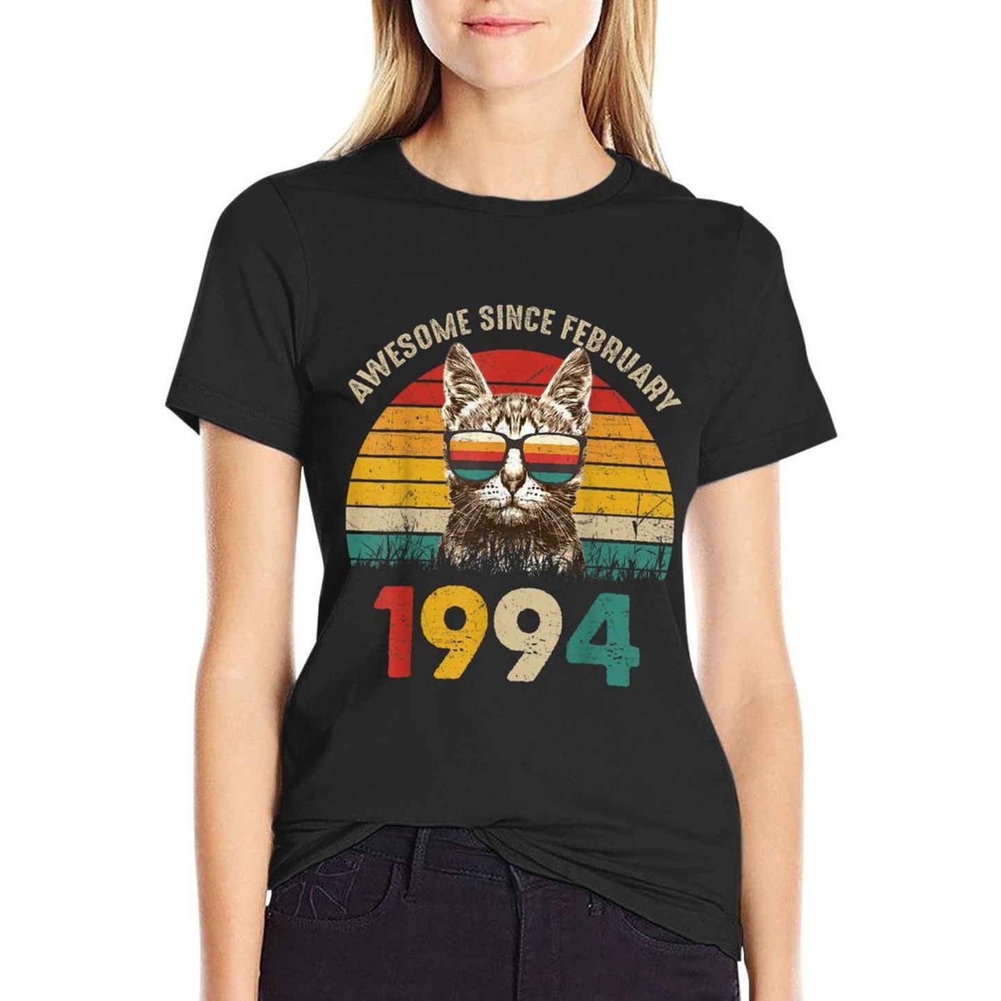 Awesome Since February 1994 Vintage Cat 30th Birthday  Durable T-Shirt