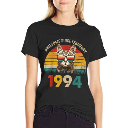 Awesome Since February 1994 Vintage Cat 30th Birthday  Durable T-Shirt