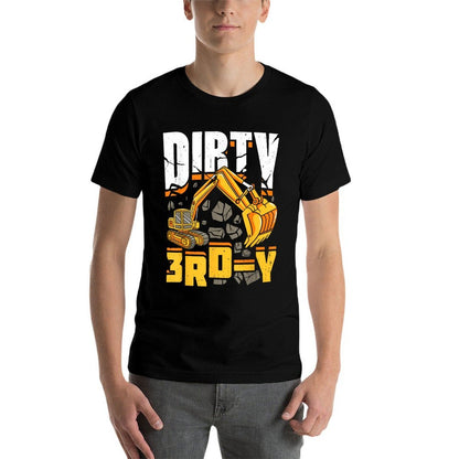 Construction 3rd Birthday Boy Dirty 3rd-Y Excavator Funny  Eco-friendly Material T-Shirt