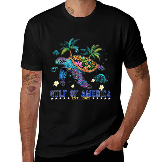 Retro Gulf Of US America 2025 American Flag Gulf Mexico Slim-fit Cut T-Shirt