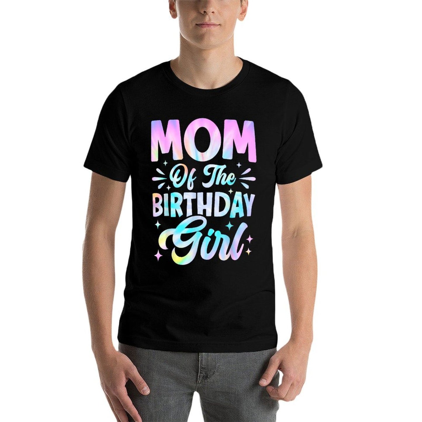 Mom Of The Birthday Girl Tie Dye Party Family Mommy  Moisture-wicking T-Shirt