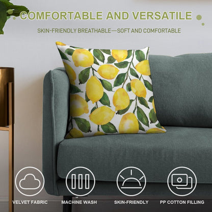 Le Le Lemons Soft Short Plush Fabric Throw Pillow