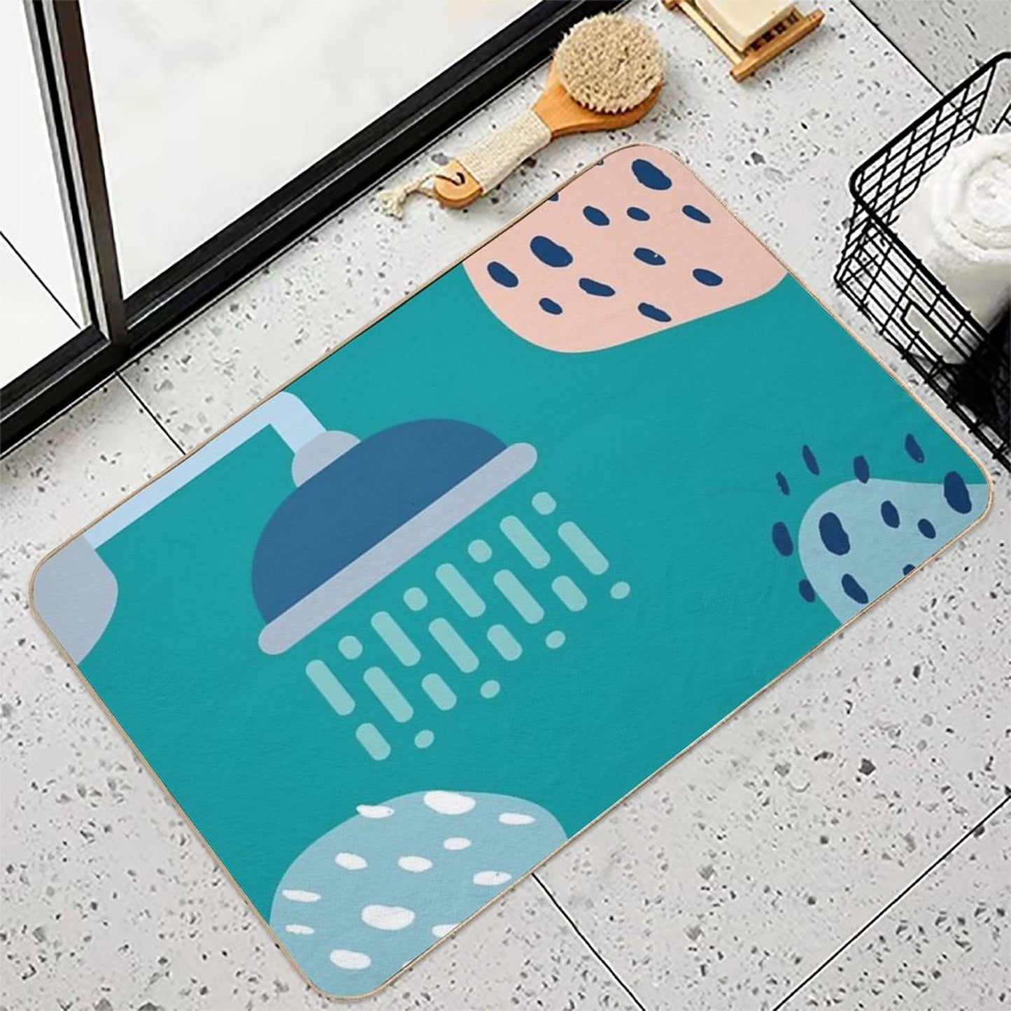 Blue Water Shower  Easy Maintenance Bath Mat