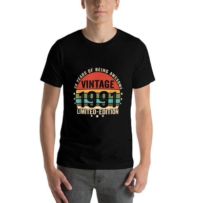 Retro Vintage 1991 30 Year Old 30th Birthday for Men Him Her  Heathered Texture T-Shirt