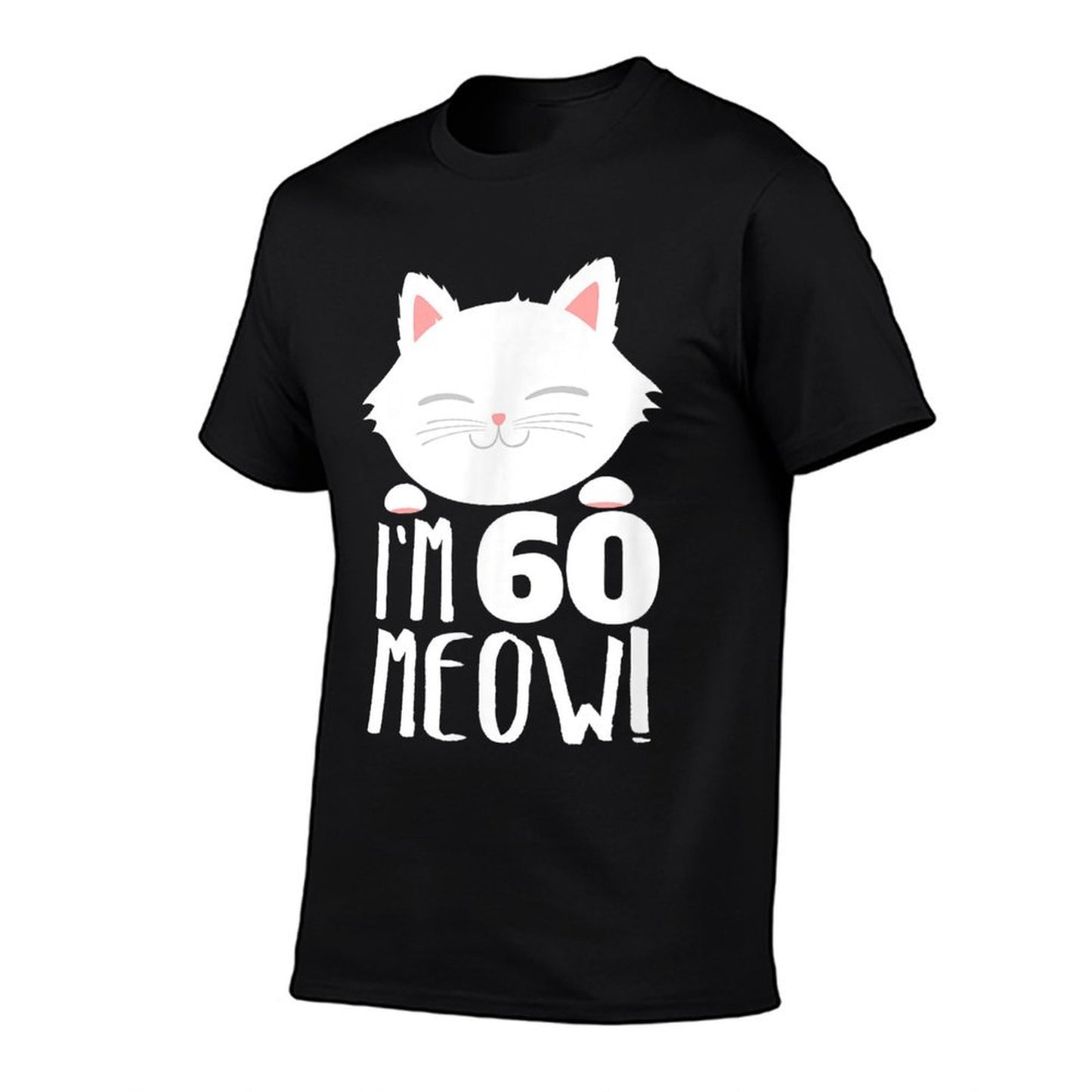 Cat Birthday Gift Woman 60th Birthday Age 60th Year Meow!  Rolled Sleeves T-Shirt