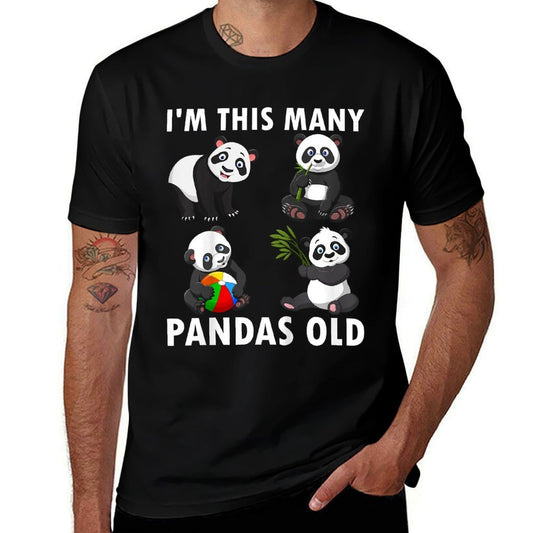 Kids 4 Year Old Boy Pandas Old 4th Birthday Kids  Heathered Texture T-Shirt