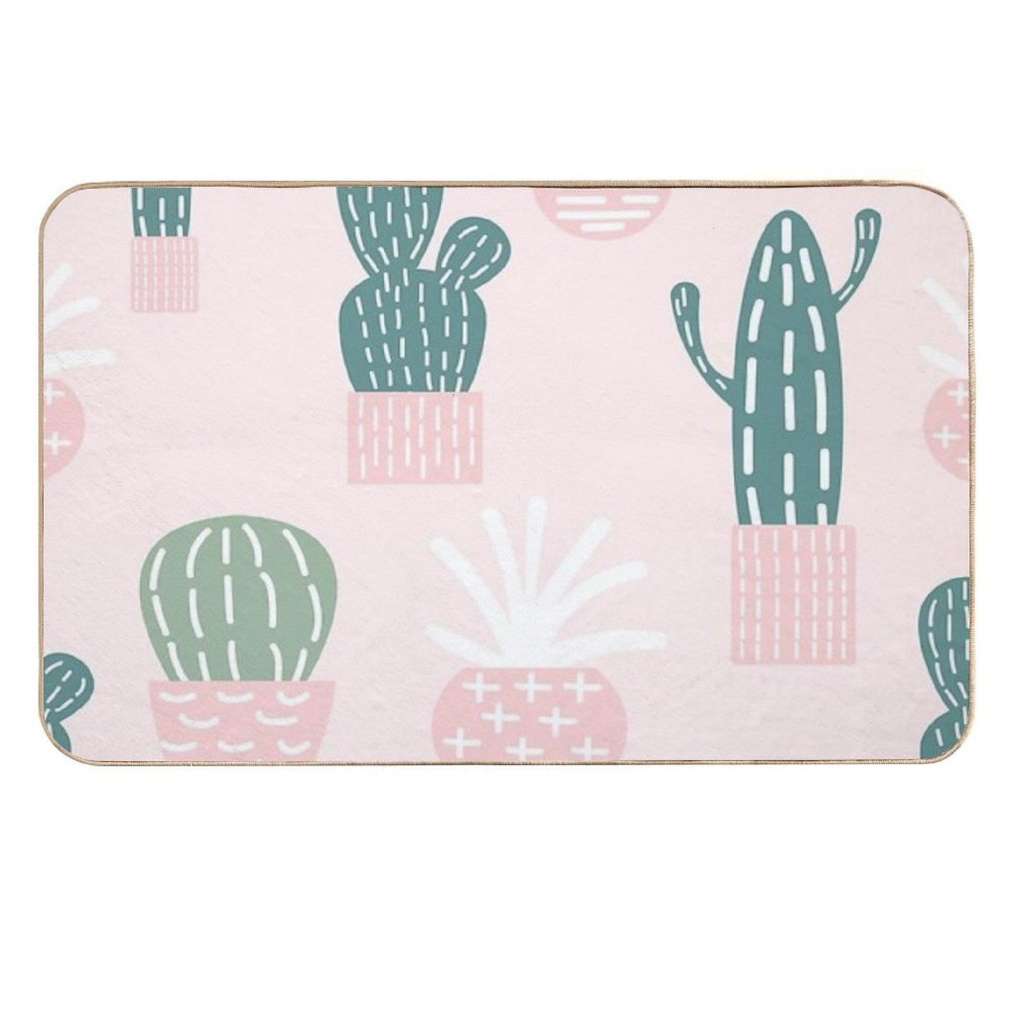 Cute Cacti on Pink Background  Absorbent Bath Mat