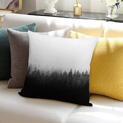 A Wilderness Somewhere  Misty Romantasy Fairytale Ghostwood Forest With Cascadia Trees Covered In Magic Light And Fog Soft Shrink-Resistant Throw Pillow