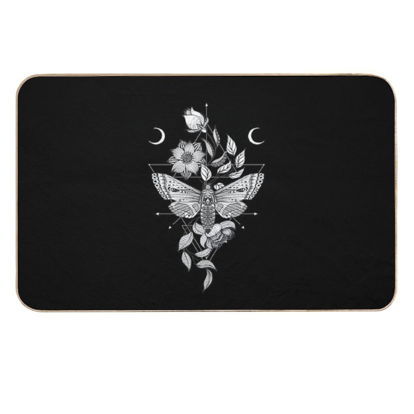 Skull Moth & Flowers • Goth  High-Traffic Bath Mat