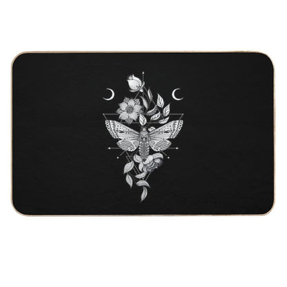 Skull Moth & Flowers • Goth  High-Traffic Bath Mat