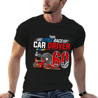 Racing Car Driver 60th Birthday Race Car Theme 60 Year Old  Rolled Sleeves T-Shirt