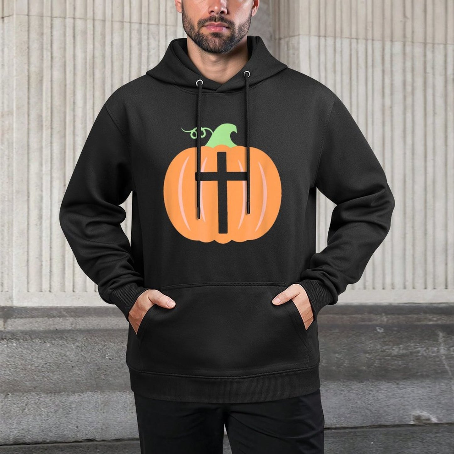 Christian Cross Religious Pumpkin Halloween T Machine Washable Hoodie