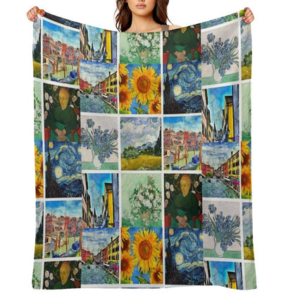 Van Gogh Artwork Collage Eco-conscious Throw Blanket