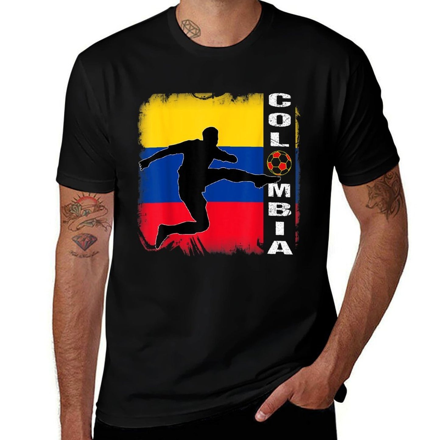 Colombia Retro Proud Colombian Patriotic  Heathered Texture T-Shirt