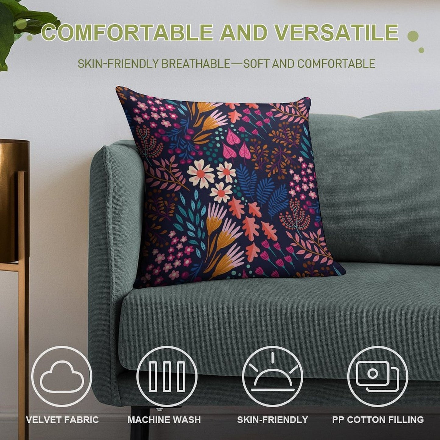 BLISS Flower Field Soft Anti-Pilling Throw Pillow