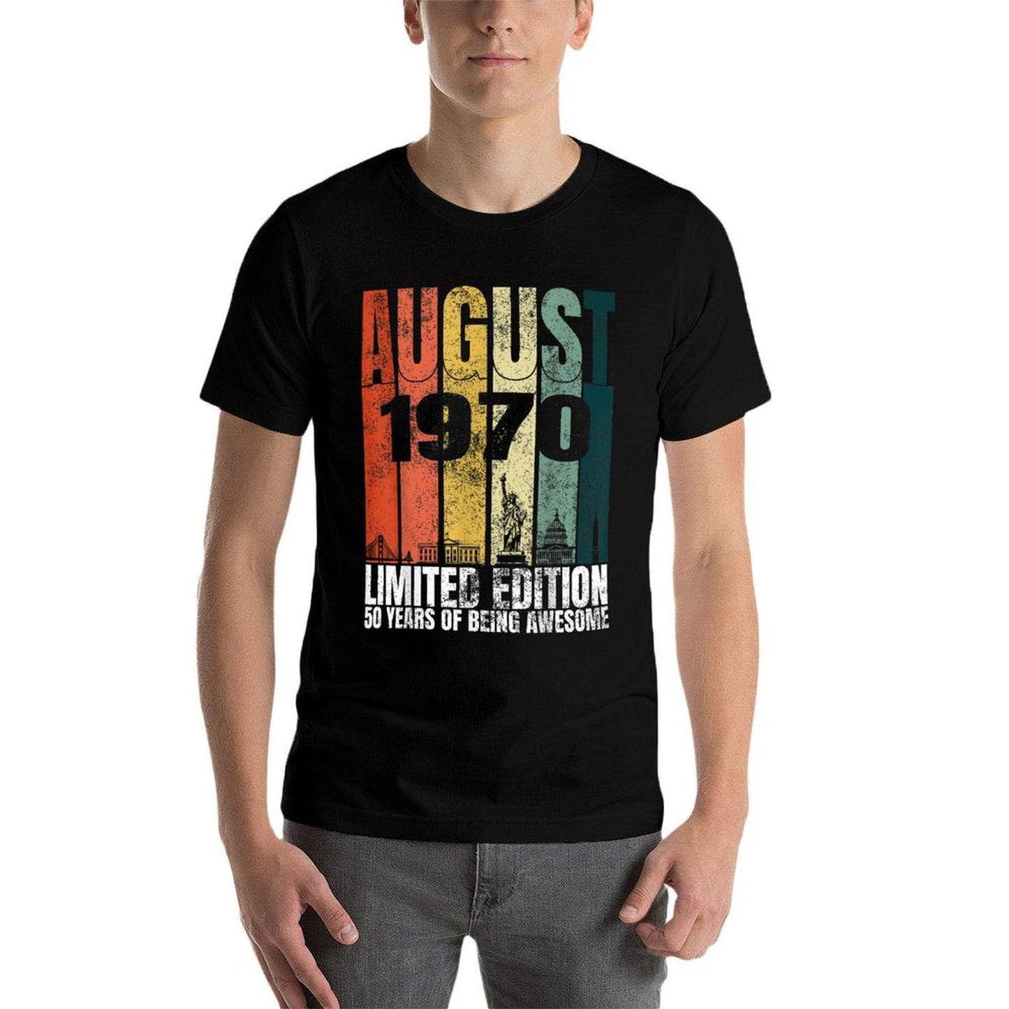 Vintage August 1970 Bday Gifts 50 Years Old 50th Birthday  Relaxed-fit T-Shirt