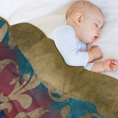 Gold Blue And Red Layered Pattern Art Versatility Throw Blanket