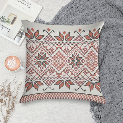 Palestinian Jordanian Tatreez Cross Stitch Realistic Traditional Embroidery Pattern Design #4 Soft Gift Ready Throw Pillow