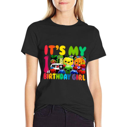 Kid Its My 1st Birthday Girl 1 Year Old Fruit Birthday Party  Cotton T-Shirt