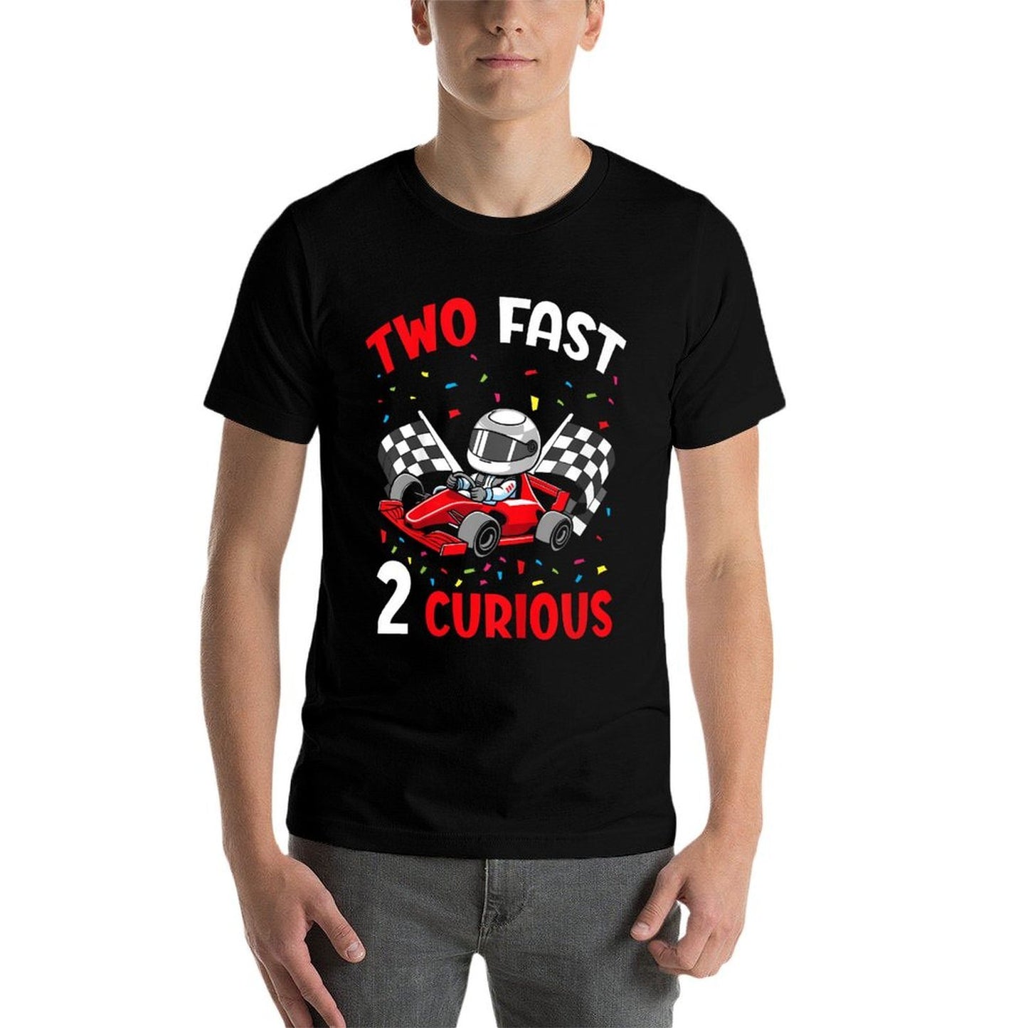 Two Fast 2 Curious 2nd Birthday Two Years Old Car Racing  Vintage-inspired T-Shirt