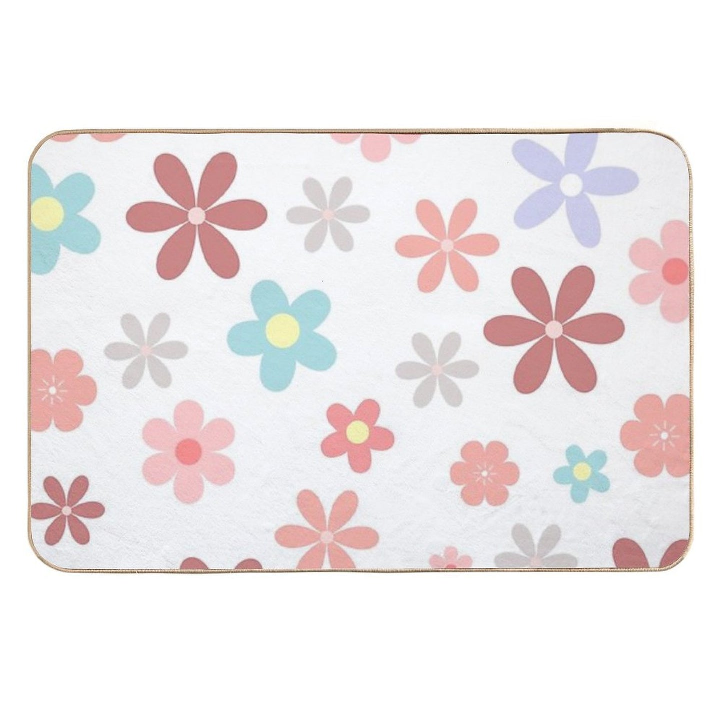 Pink Cute Flowers Pattern  Easy To Clean Bath Mat