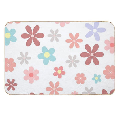 Pink Cute Flowers Pattern  Easy To Clean Bath Mat