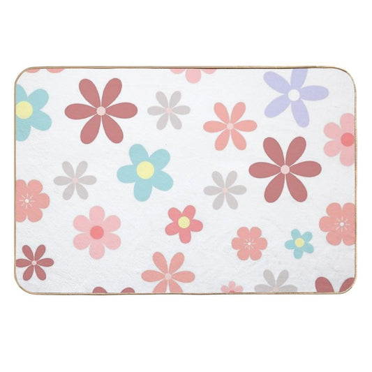 Pink Cute Flowers Pattern  Easy To Clean Bath Mat