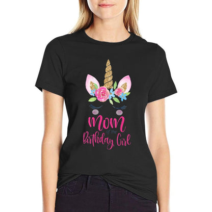 Womens Unicorn Mom of The Birthday Girl Matching Party Group Theme  Odor-resistant T-Shirt