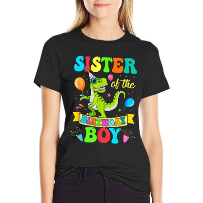 Sister Of The Birthday Boy T-Rex Dinosaur Birthday Party  Durable T-Shirt
