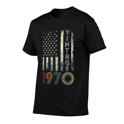 Vintage 1970 American 50th Birthday Gifts Mens Womens  Ribbed Collar T-Shirt
