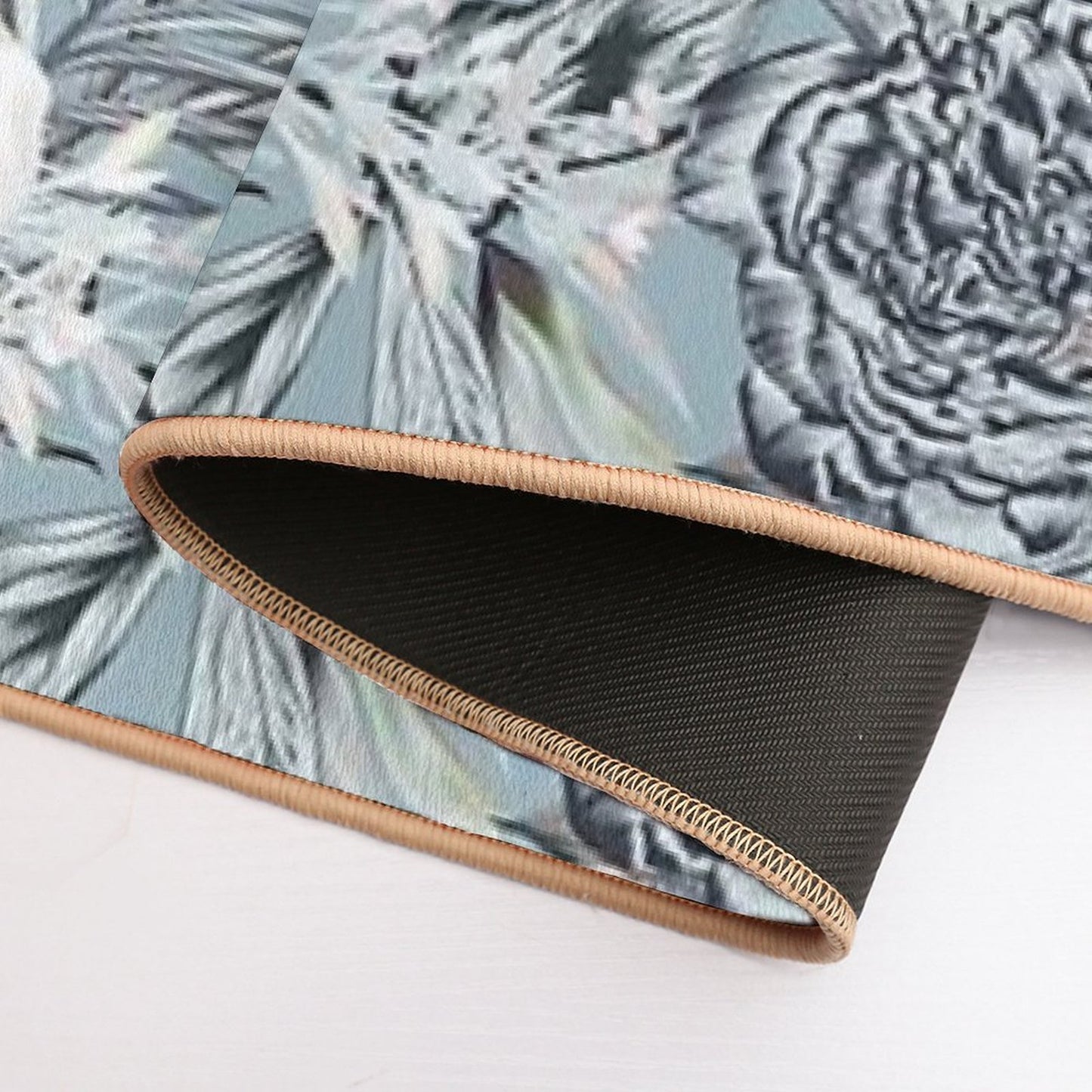 Peony And Palms Leaves Tropical Pattern  Repositionable Bath Mat