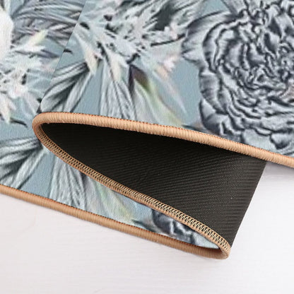 Peony And Palms Leaves Tropical Pattern  Repositionable Bath Mat