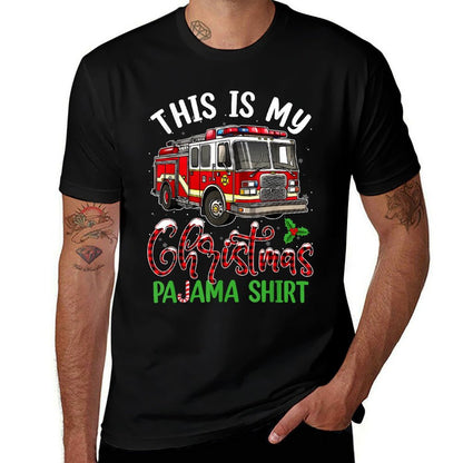 This Is My Christmas Pajama Fire Truck Firefighter Men  Vintage-inspired T-Shirt