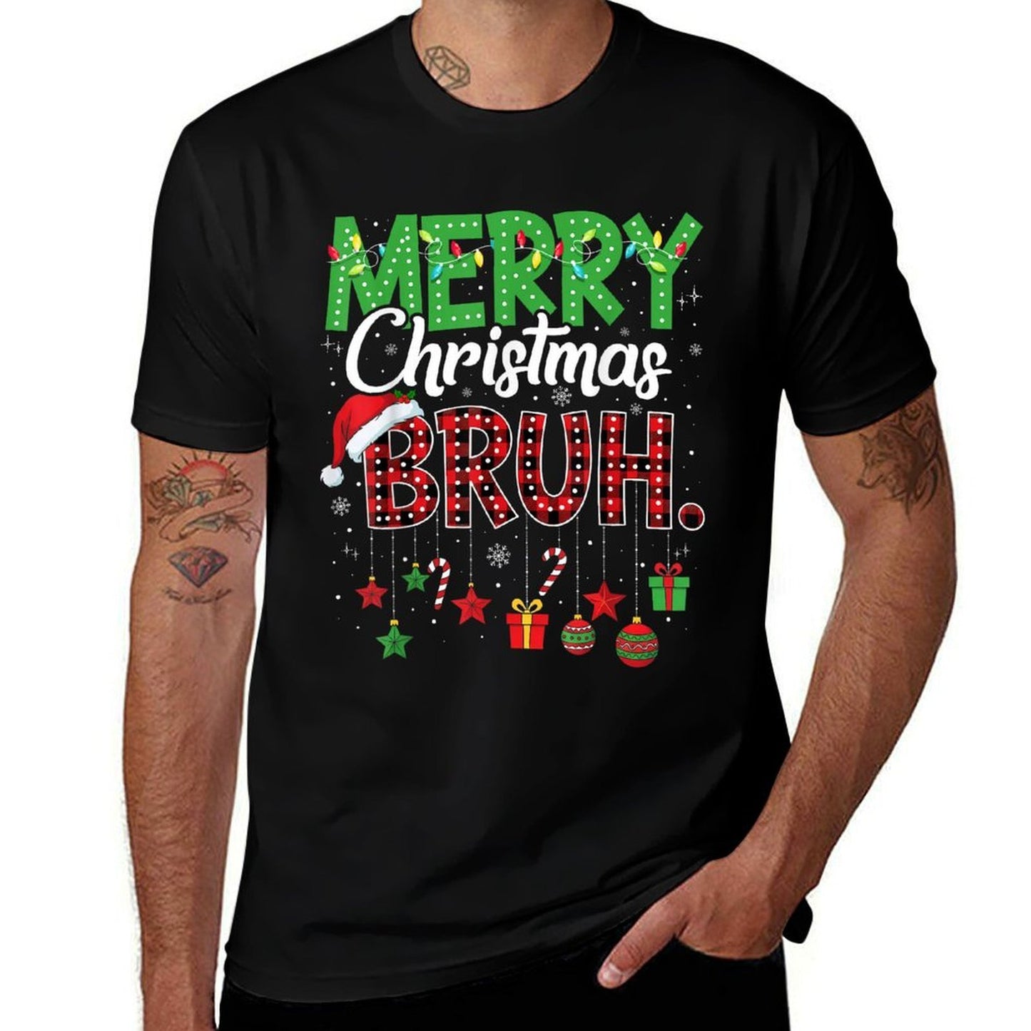 Bruh Christmas Red Plaidns Boys Kids Xmas Pajama  Durable T-Shirt