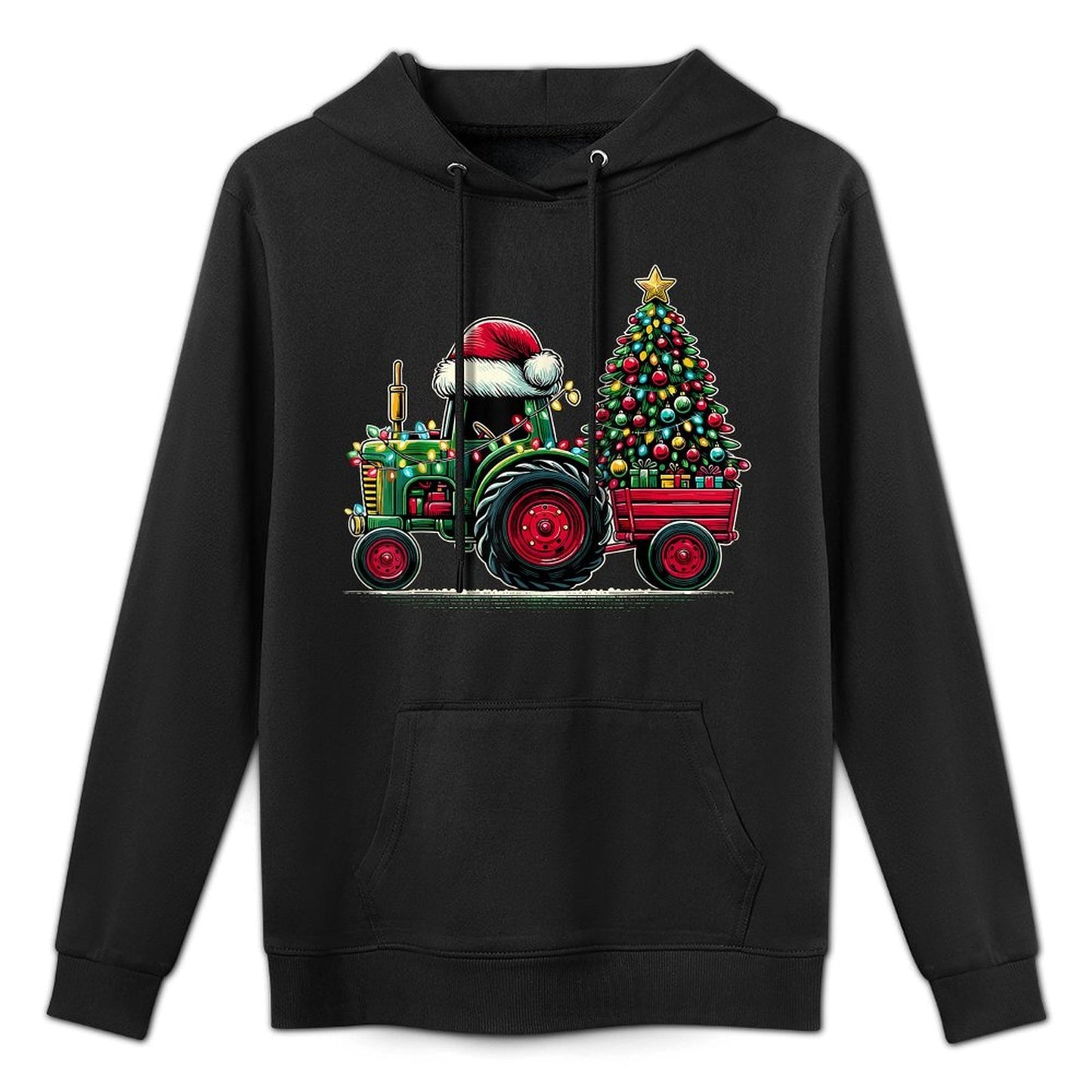 Christmas Tractor Santa Xmas Farm Truck Moisture-Wicking Hoodie