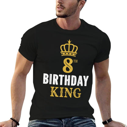 Happy 8th Birthday King 8 Years Old Party Ideas For Boys  Heathered Texture T-Shirt