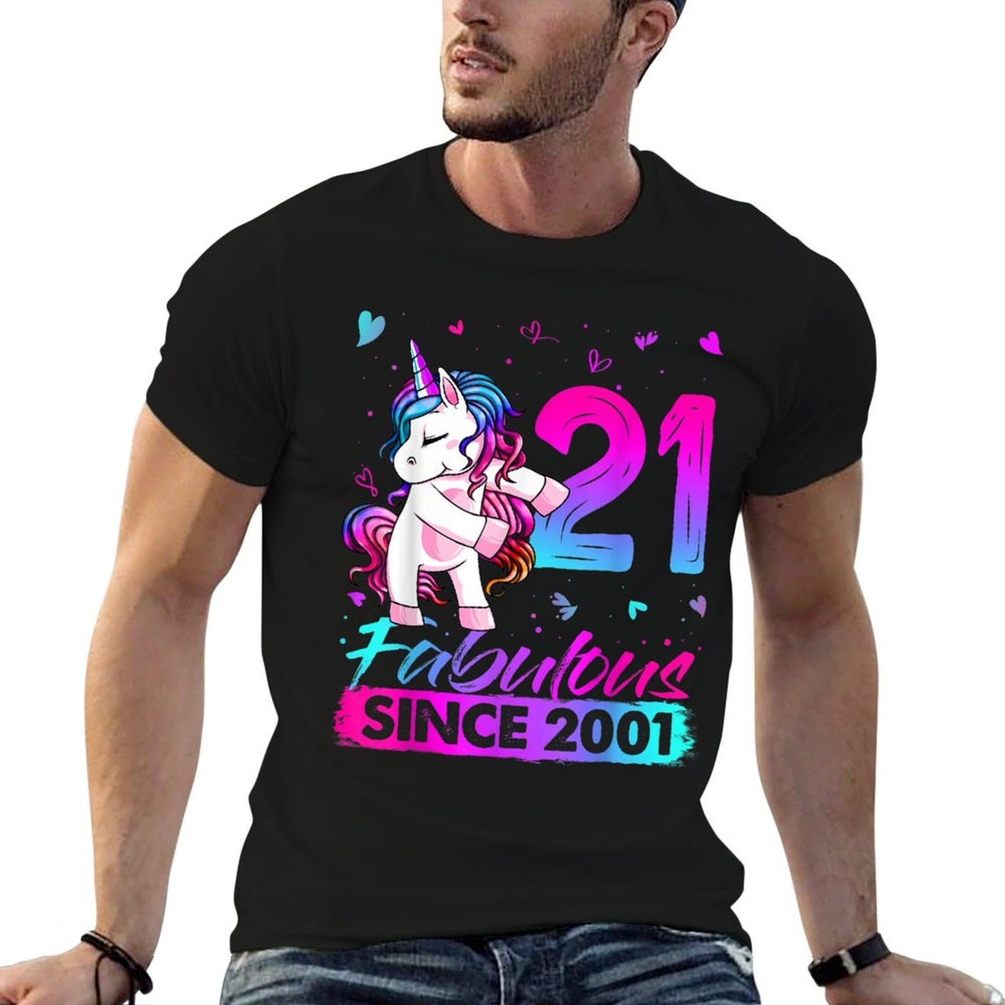 21 Years Old Unicorn Flossing 21st Birthday Unicorn Party  Polyester Blend T-Shirt